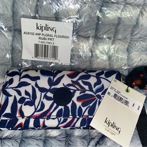Kipling Rubi Large Wallet Floral Flourish Multi Navy Blue